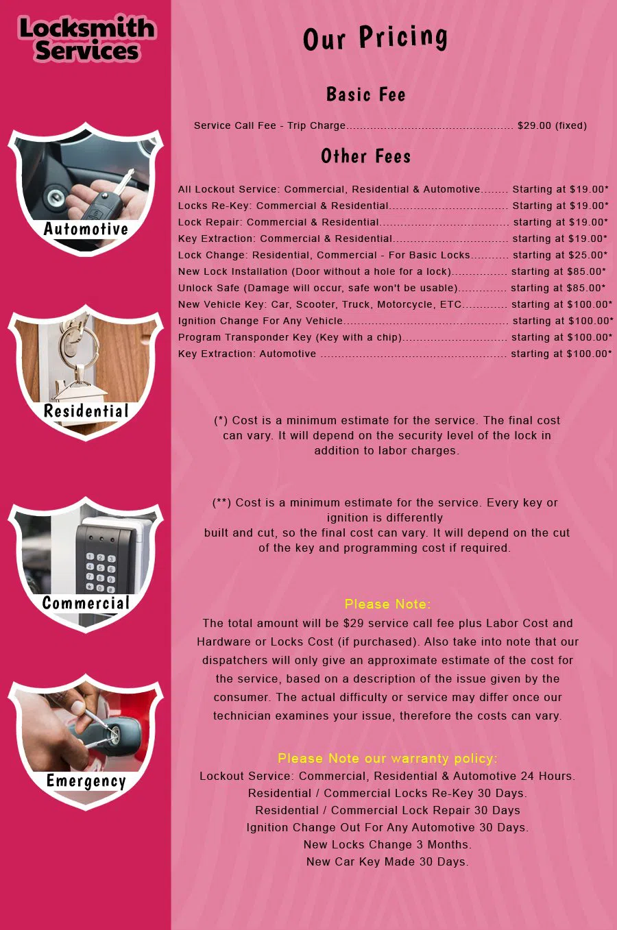 Sicklerville NJ Locksmith Store Sicklerville, NJ 856-827-6275 - price-list-c-18